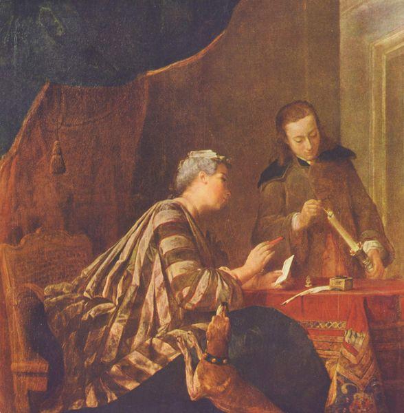 Jean Simeon Chardin Lady Sealing a Letter France oil painting art